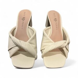 Katy Perry Collection Chalk Cream Knot Mule Heels Size 9.5 NWB